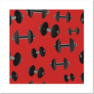 3d dumbbell seamless pattern perfect for people who loves gym Posters and Art